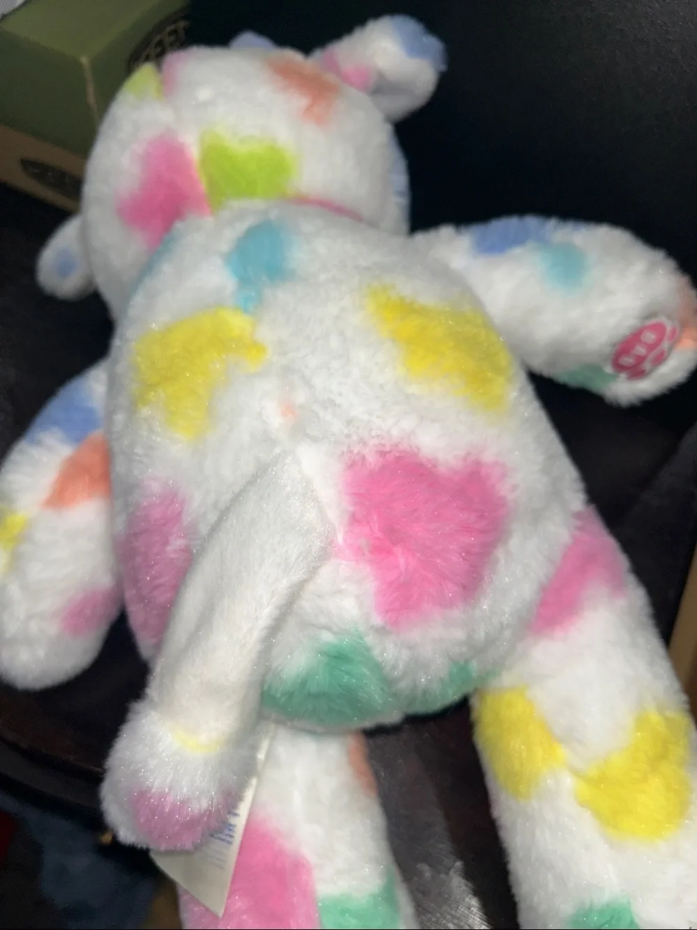 EUC build a bear large rainbow splatter cow plush